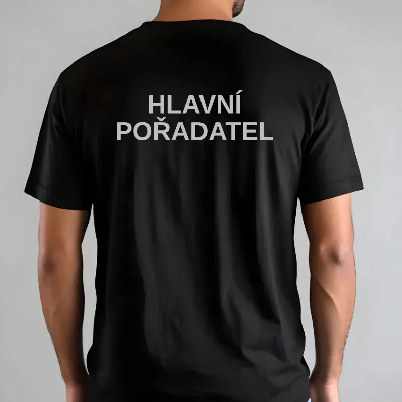 Reflexní nažehlovací nápis HLAVNÍ POŘADATEL na záda – velký potisk.