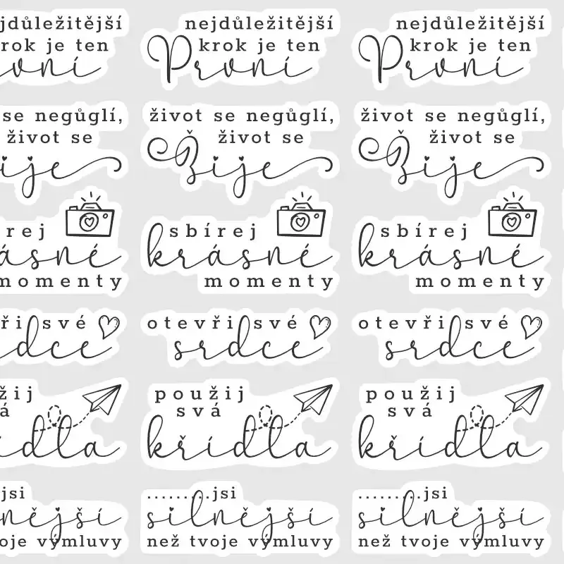Samolepky do diáře: České texty – pro diář a deník v českém jazyce.