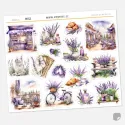Samolepky do diáře Levandulová kytice – 15 ks watercolor nálepek (romantický styl).