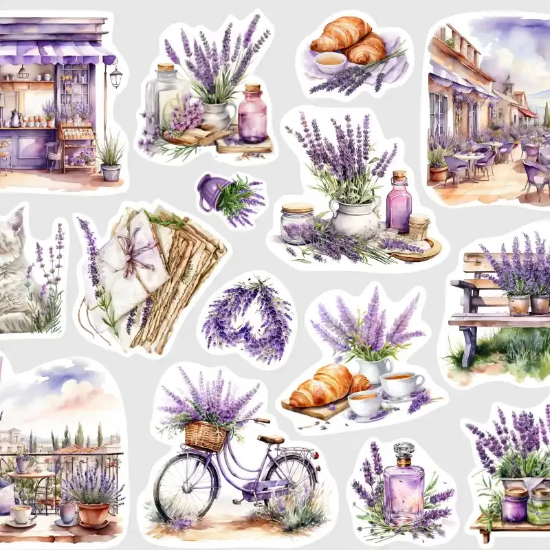 Samolepky do diáře Levandulová kytice – 15 ks nálepek pro diář, bullet, deník i scrapbooking.