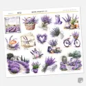 Samolepky do diáře Levandulová zahrada – 16 ks watercolor nálepek (přírodní styl).