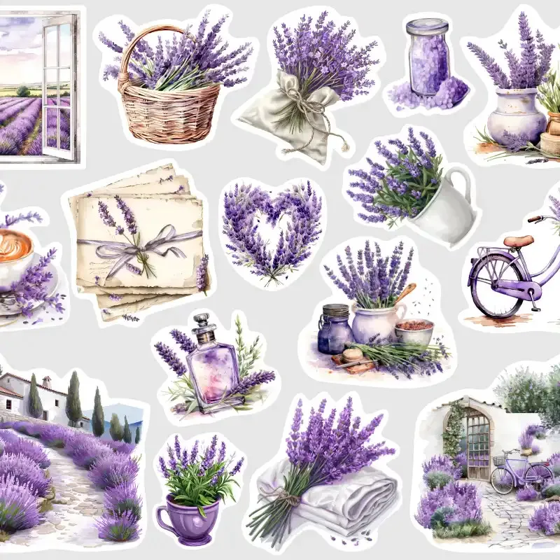 Samolepky do diáře Levandulová zahrada – nálepky pro diář, bullet, deník i scrapbooking.