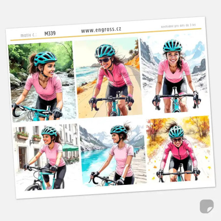 Samolepky do diáře Mia: Výlet na kole – 6 ks velkých boxů pro cyklistky.