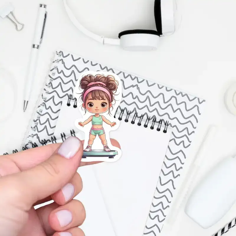 Samolepka pro plánování - sportovní dívenka na váze.