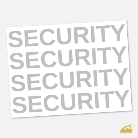 Reflexní nažehlovací nápis na pracovní oděvy SECURITY.