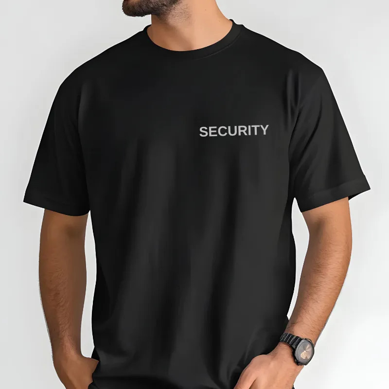 Reflexní nažehlovací nápis na prsa pracovního oděvu SECURITY.