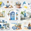 Samolepky do diáře Mykonos – 16 ks letních nálepek pro diář, deník, bullet i scrapbooking.