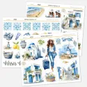 Sada samolepek do diáře Léto v Řecku – Zářivě bílé domy, vůně oliv, čerstvých ryb a šumění Egejského moře.
