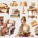Samolepky do diáře Knihomolka – 10 nálepek pro diář, scrapbooking i čtenářský deník.