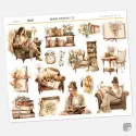 Samolepky do diáře Čas na knihu – 15 ks malých watercolor nálepek pro knihomoly.