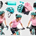 Samolepky do diáře Mia: Cyklistka – 8 ks velkých nálepek pro diář, deník, bullet i scrapbooking.