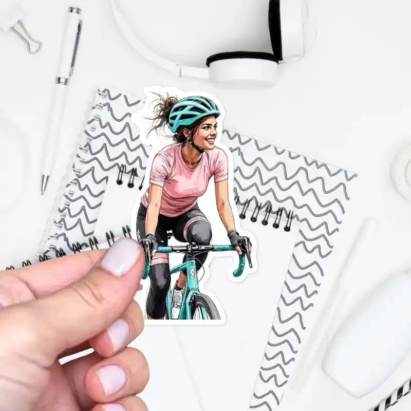 Samolepka do diáře Mia: Cyklistka.