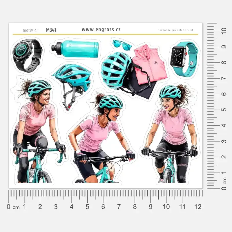 Samolepky do diáře Mia: Cyklistka – nálepky navrhujeme a vyrábíme v ČR.