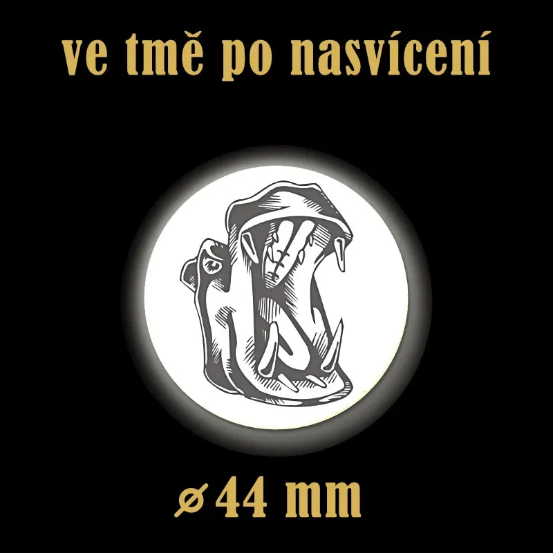 Reflexní odznak Hroch 44 mm – bezpečnostní prvek na tašky a batohy.