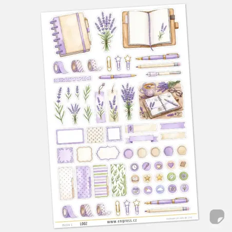 Samolepky do diáře Levandule – Velký kreativní journal kit.