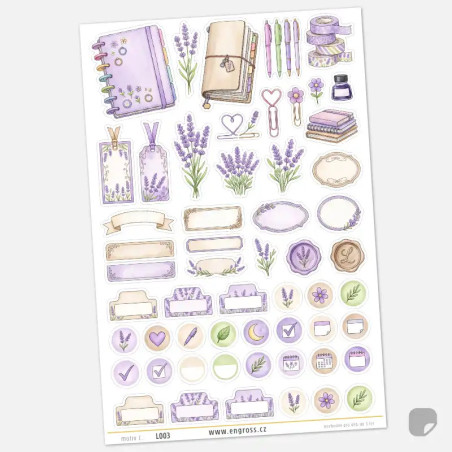 Kreativní samolepky levandule – Velký journaling kit.