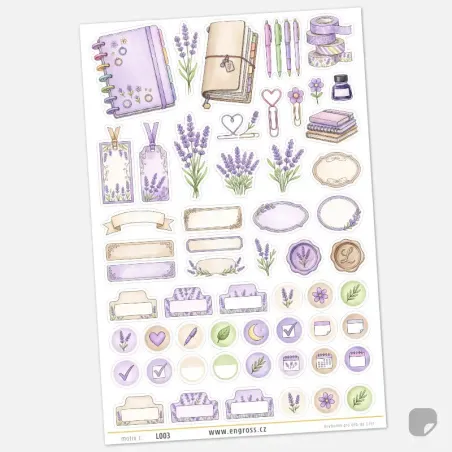 Kreativní samolepky levandule – Velký journaling kit.