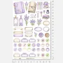 Kreativní samolepky levandule – Velký journaling kit s 56 nálepkami.