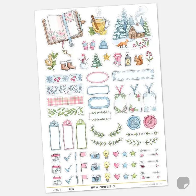 Zimní samolepky do diáře a Bullet Journalu – Journal kit.