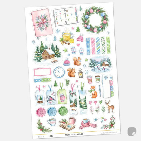 Něžná zima - samolepky do diáře a Bullet Journalu.