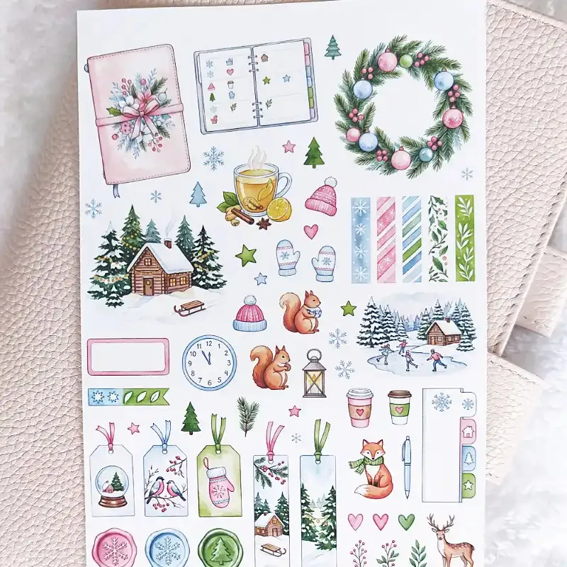 Něžná zima - samolepky do diáře, Bullet Journalu, deníku i na scrapbooking.