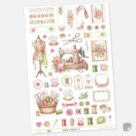 Samolepky do diáře Šicí dílna – Pastelový kreativní kit.