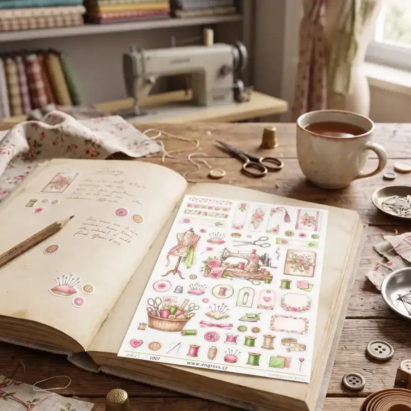 Samolepky do diáře Šicí dílna – 54 samolepek pro kreativní tvoření.