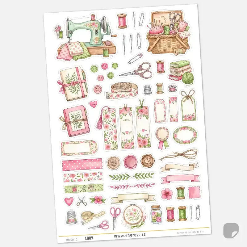 Samolepky Šicí potřeby - Bullet Journal kit.