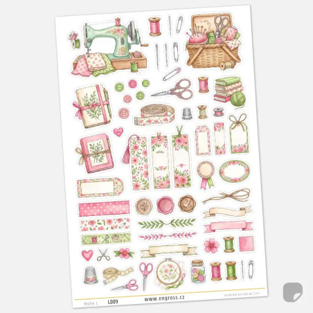 Samolepky Šicí potřeby - Bullet Journal kit.