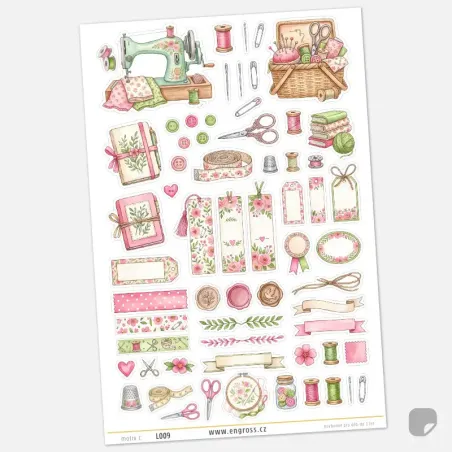 Samolepky Šicí potřeby - Bullet Journal kit.