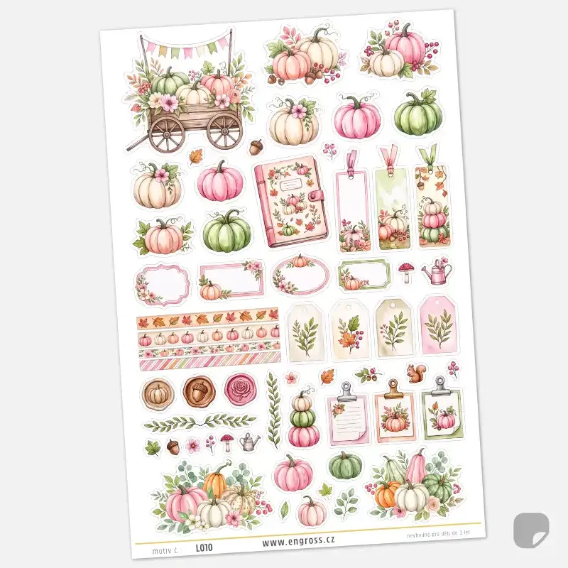 Podzimní samolepky do diáře Dýně – Romantický journal kit.
