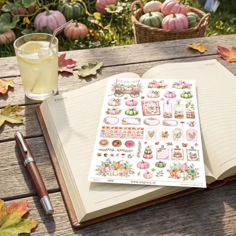 Podzimní samolepky Dýně – do diáře, deníku, pro bullet journal i scrapbooking.