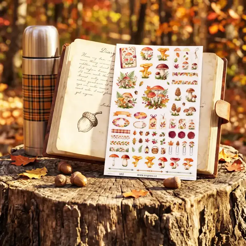 Podzimní samolepky do diáře Houby – nálepky pro diář, deník, bullet journal i scrapbooking.